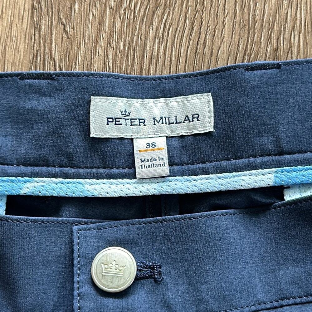 Peter Millar Performance Hybrid Shorts Size 38 Navy 9" Inseam Water Resistant - Picture 2 of 6